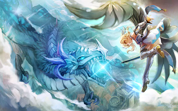 Dvalin (Genshin Impact) dragon Lumine (Genshin Impact) video game Genshin Impact HD Desktop Wallpaper | Background Image