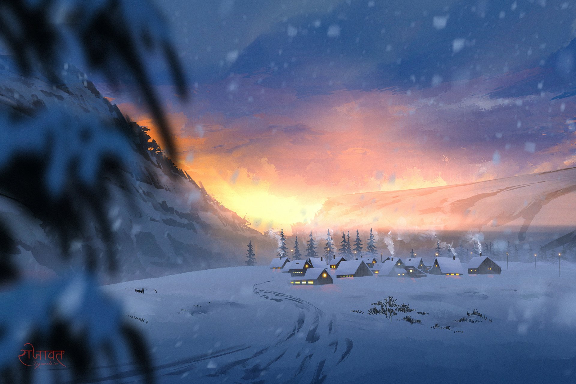 Download Sunset Snow Artistic Winter Winter Sunset HD Wallpaper by Surendra Rajawat