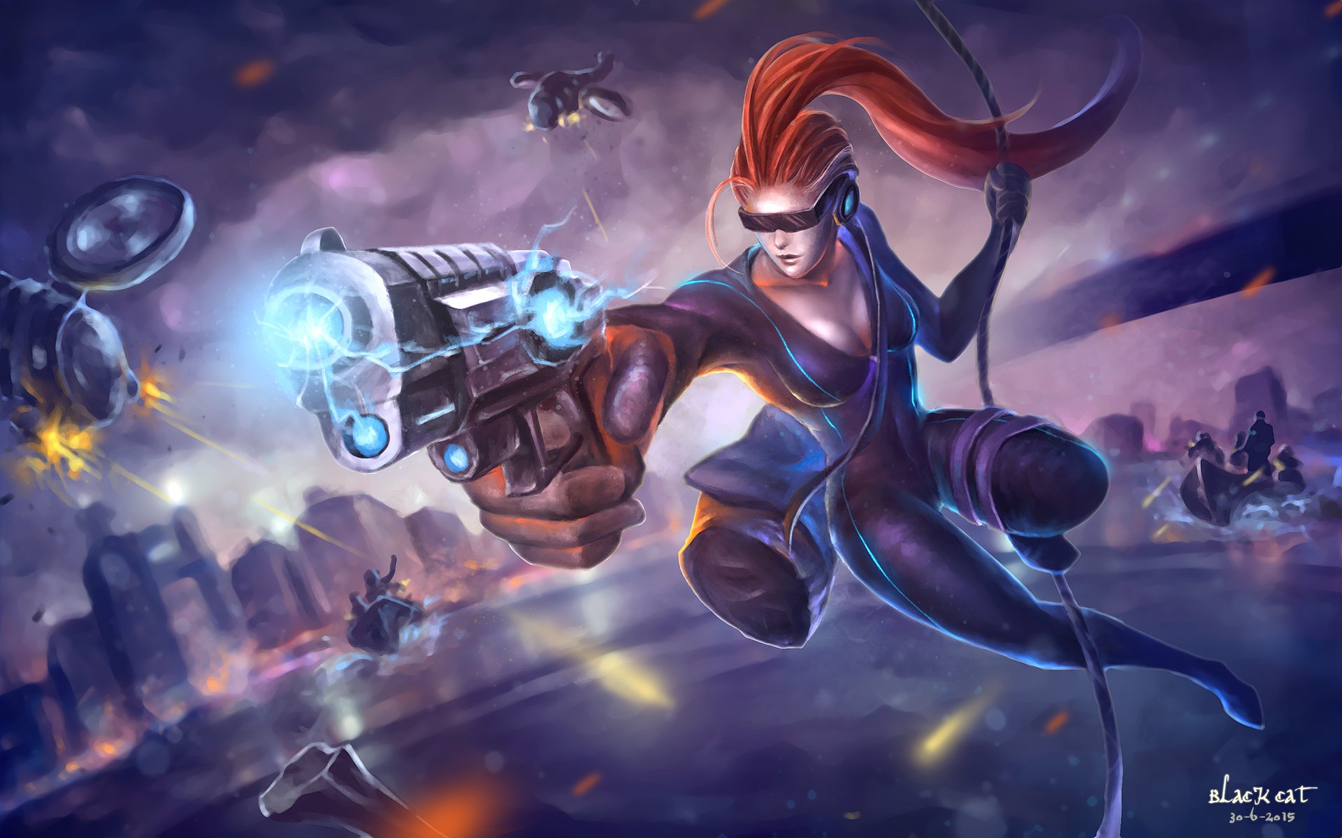 Download Red Hair Weapon Gun Woman Warrior Sci Fi 4k Ultra HD Wallpaper ...