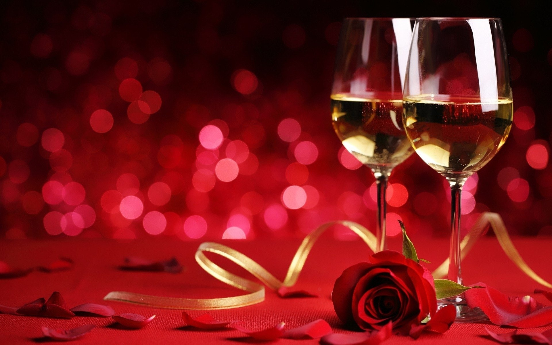 Download Bokeh Wine Rose Valentine's Day Food Champagne HD Wallpaper