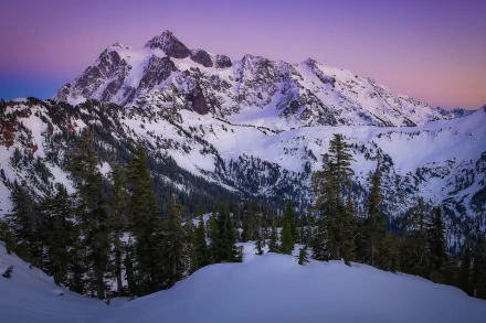 sunset snow cascade range national park Mount Shuksan nature mountain Snowy Mountain HD Desktop Wallpaper | Background Image
