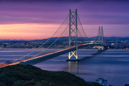 Japan Akashi-Kaikyo Bridge man made bridge HD Desktop Wallpaper | Background Image
