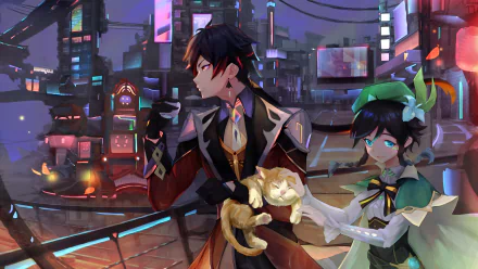 Venti (Genshin Impact) Zhongli (Genshin Impact) video game Genshin Impact HD Desktop Wallpaper | Background Image