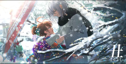 HD anime desktop wallpaper featuring Last Order and Accelerator from A Certain Magical Index in a snowy, atmospheric scene.