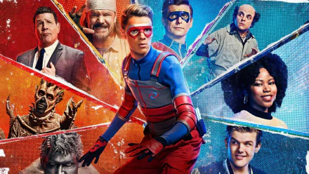 HD desktop wallpaper featuring the characters from the TV show Henry Danger in dynamic poses on a colorful background.