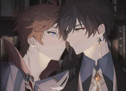 Zhongli (Genshin Impact) Tartaglia Childe (Genshin Impact) video game Genshin Impact HD Desktop Wallpaper | Background Image