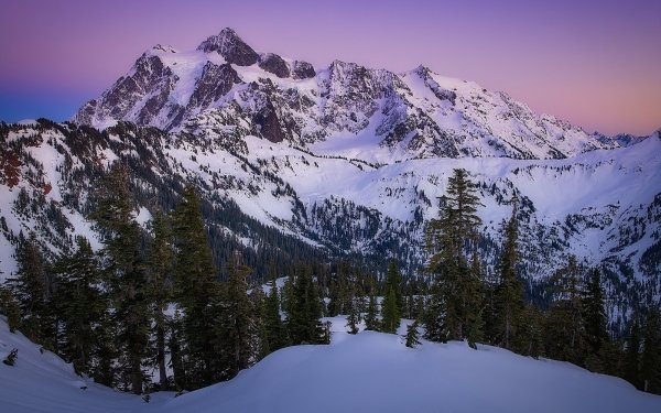 Earth Mountain Mountains Mount Shuksan National Park Cascade Range Snow Sunset HD Wallpaper | Background Image