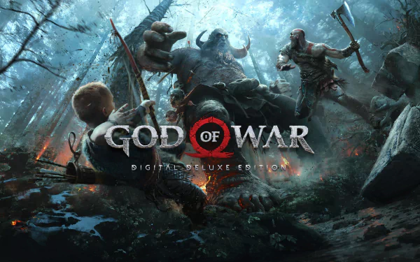 Kratos from God of War in a detailed high-definition desktop wallpaper.