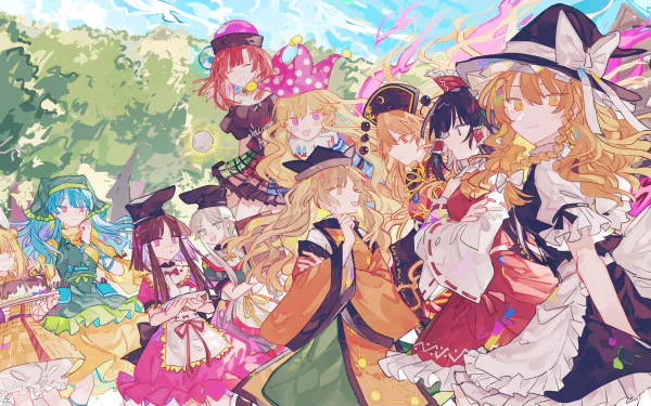 Marisa Kirisame Okina Matara Junko (Touhou) Clownpiece (Touhou) Reimu Hakurei Hecatia Lapislazuli Satono Nishida Mai Teireida Haniyasushin Keiki Mayumi Joutouguu Anime Touhou HD Desktop Wallpaper | Background Image