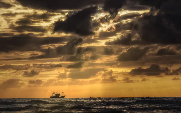 horizon ship sea vehicle fishing boat HD Desktop Wallpaper | Background Image