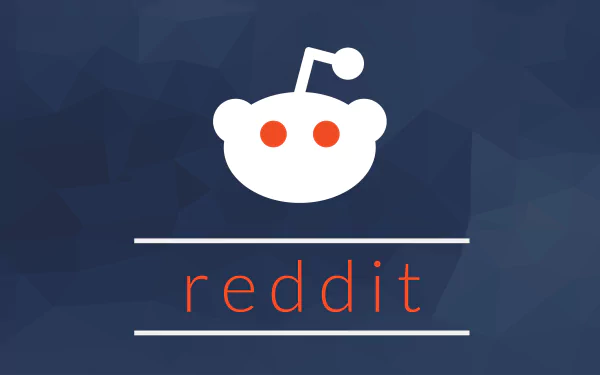 HD desktop wallpaper featuring the Reddit logo with a stylized alien mascot on a geometric blue background.