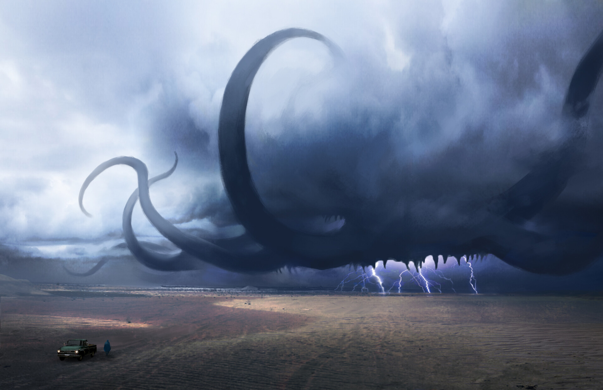 Download Lightning Storm Fantasy Creature Hd Wallpaper By Ryan Bittner