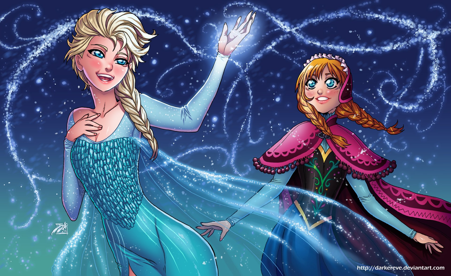 Download Snow Brown Hair Blonde Anna (Frozen) Elsa (Frozen) Frozen (Movie) Movie HD Wallpaper by darkereve