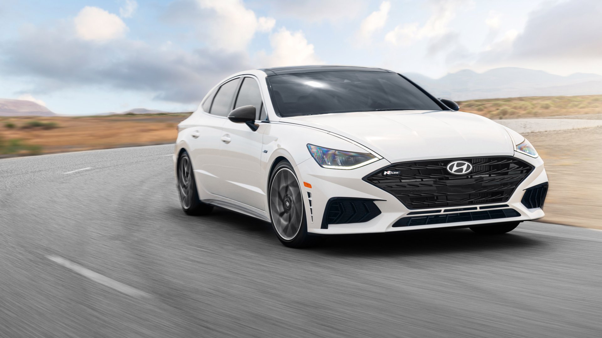 Download White Car Car Hyundai Hyundai Sonata Vehicle Hyundai Sonata N Line 4k Ultra HD Wallpaper