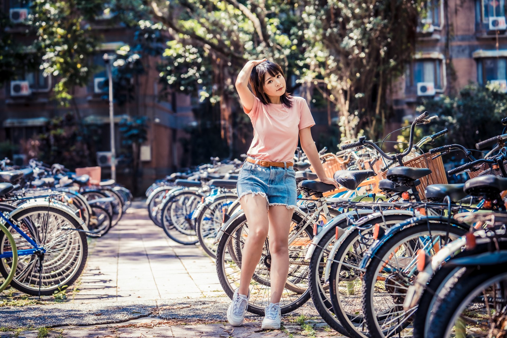 Download Depth Of Field Shorts Brunette Model Woman Asian 4k Ultra HD Wallpaper