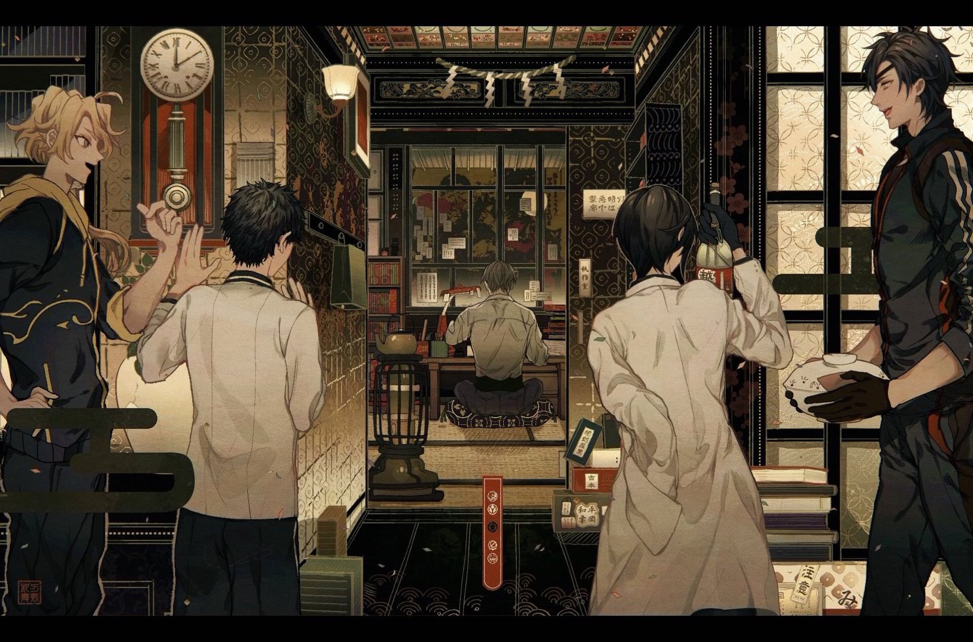 Download Shokudaikiri Mitsutada Shishiou (Touken Ranbu) Heshikiri Hasebe Atsushi Toushirou Anime Touken Ranbu HD Wallpaper