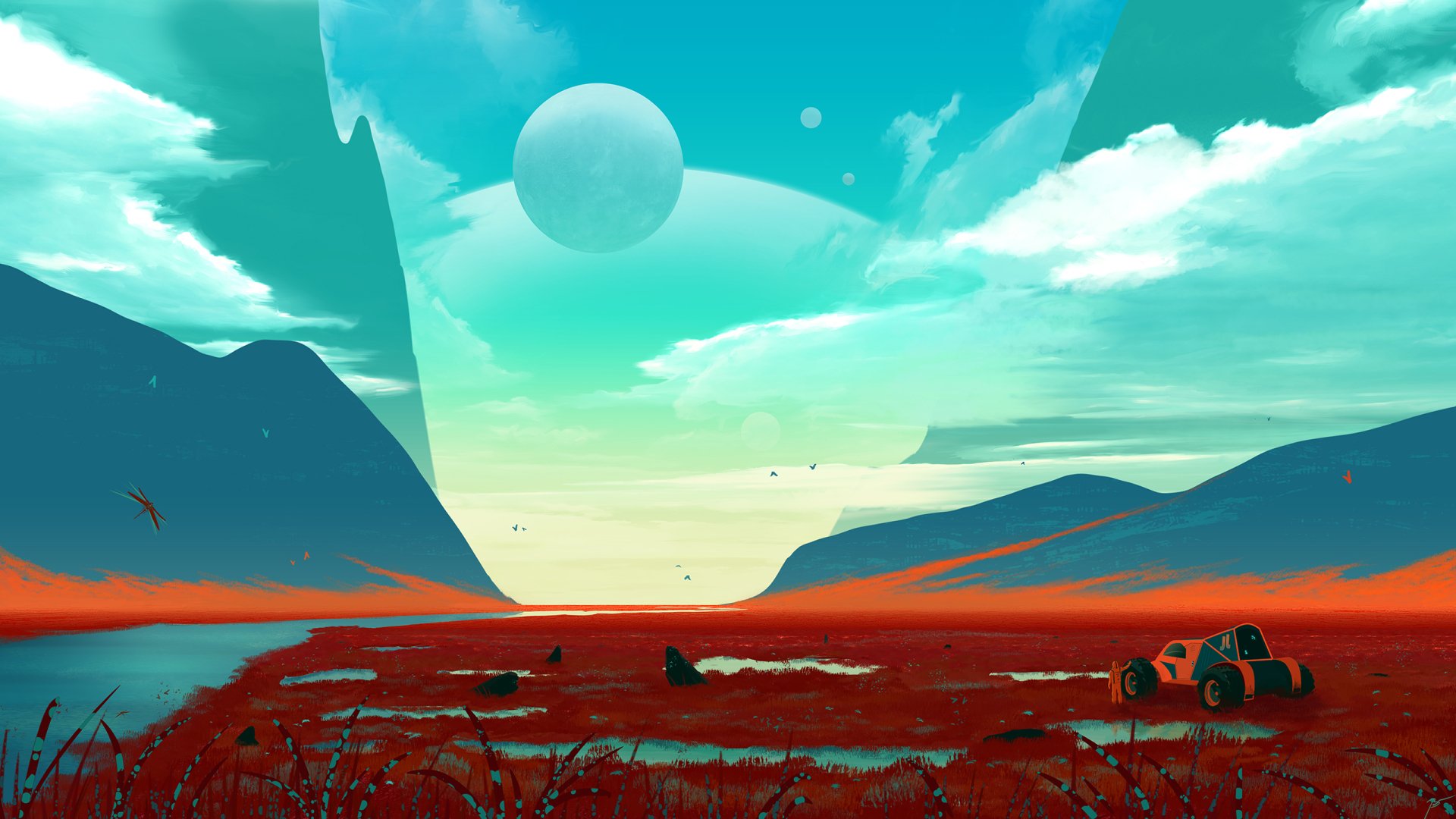 Sci Fi Landscape HD Wallpaper by Josef Bartoň