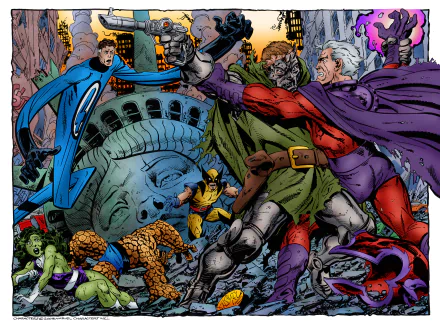 Reed Richards Statue of Liberty Ben Grimm Thing (Marvel Comics) Mister Fantastic She-Hulk Wolverine Doctor Doom Magneto (Marvel Comics) Comic Marvel Comics HD Desktop Wallpaper | Background Image