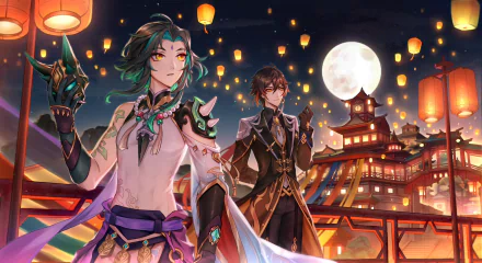 Lantern Rite (Genshin Impact) Zhongli (Genshin Impact) Xiao (Genshin Impact) video game Genshin Impact HD Desktop Wallpaper | Background Image