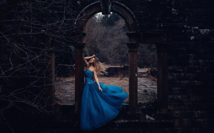 blue dress model woman mood HD Desktop Wallpaper | Background Image