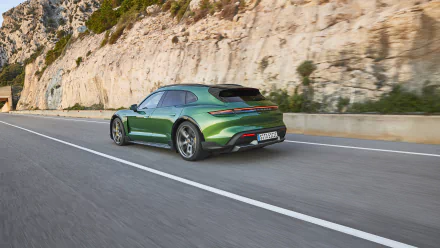 green car Porsche Porsche Taycan vehicle Porsche Taycan Turbo S HD Desktop Wallpaper | Background Image