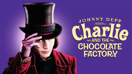 HD PC desktop wallpaper of the actor portraying Willy Wonka from the movie Charlie and the Chocolate Factory, purple background, top hat and red velvet coat.