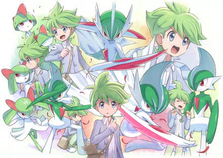 Mega Gallade (Pokemon) Ralts (Pokémon) Kirlia (Pokémon) Gallade (Pokémon) green hair Wally (Pokemon) video game Pokemon HD Desktop Wallpaper | Background Image
