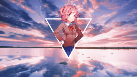 pink hair short hair Natsuki (Doki Doki Literature Club!) video game Doki Doki Literature Club! HD Desktop Wallpaper | Background Image