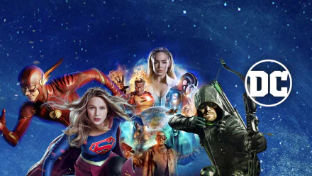 Sara Lance White Canary (DC Comics) Barry Allen Kara Danvers Oliver Queen Green Arrow Vixen (DC Comics) Martin Stein Atom (DC Comics) Heat Wave (DC Comics) Firestorm (DC Comics) Supergirl Flash Arrowverse TV Show crossover HD Desktop Wallpaper | Background Image