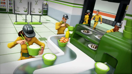 HD wallpaper from Evil Genius 2: World Domination showing minions in a base cafeteria.