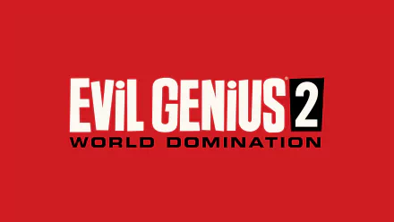 HD wallpaper for Evil Genius 2: World Domination with the game's title on a red background.