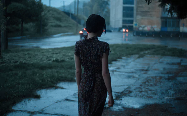 night rain model woman rear HD Desktop Wallpaper | Background Image