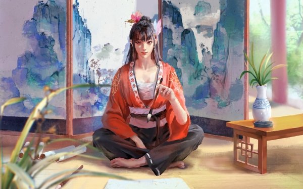 Fantasy Women Asian Kimono Feet HD Wallpaper | Background Image
