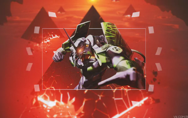 4K Ultra HD PC desktop wallpaper featuring Evangelion Unit-01 from Neon Genesis Evangelion with dynamic picture-in-picture effects and a fiery red background.