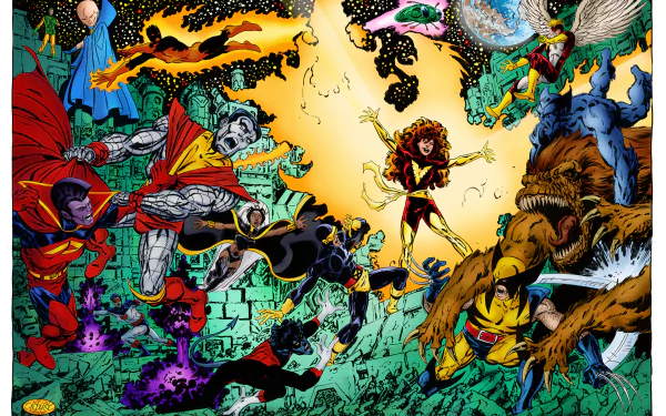 Gladiator (Marvel Comics) Warren Worthington III Nightcrawler (Marvel Comics) Cyclops (Marvel Comics) Wolverine Watcher (Marvel Comics) Colossus Angel (Marvel Comics) Phoenix (Marvel Comics) Dark Phoenix Jean Grey Comic X-Men HD Desktop Wallpaper | Background Image