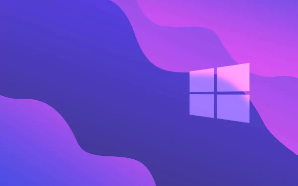 Minimalist 4K Ultra HD Windows 10 desktop wallpaper featuring soft purple and blue gradients with the iconic Windows logo centered on a smooth abstract background.