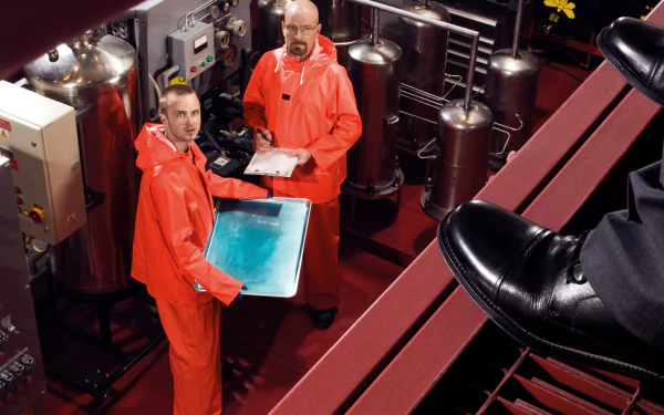 Bryan Cranston Walter White Jesse Pinkman Aaron Paul TV Show Breaking Bad HD Desktop Wallpaper | Background Image