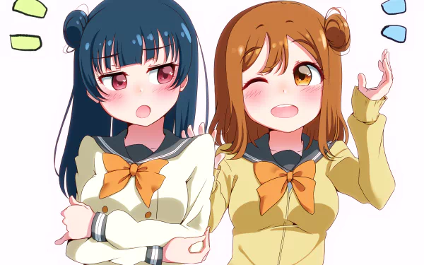 Hanamaru Kunikida Yoshiko Tsushima Love Live! Anime Love Live! Sunshine!! HD Desktop Wallpaper | Background Image