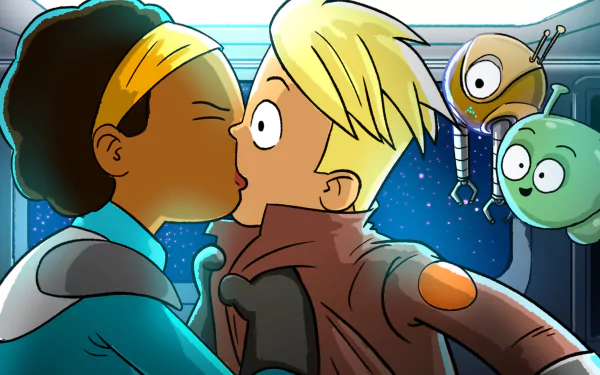 brown hair kiss Mooncake (Final Space) KVN (Final Space) Gary Goodspeed Quinn Airgon TV Show Final Space HD Desktop Wallpaper | Background Image