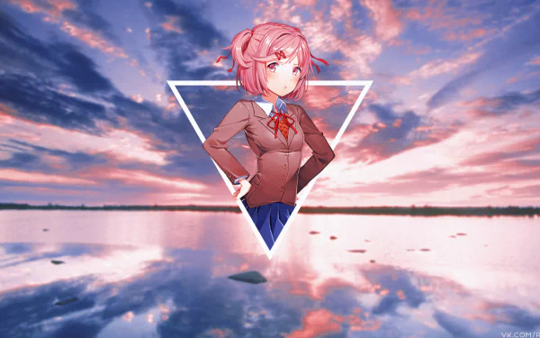 pink hair short hair Natsuki (Doki Doki Literature Club!) video game Doki Doki Literature Club! HD Desktop Wallpaper | Background Image