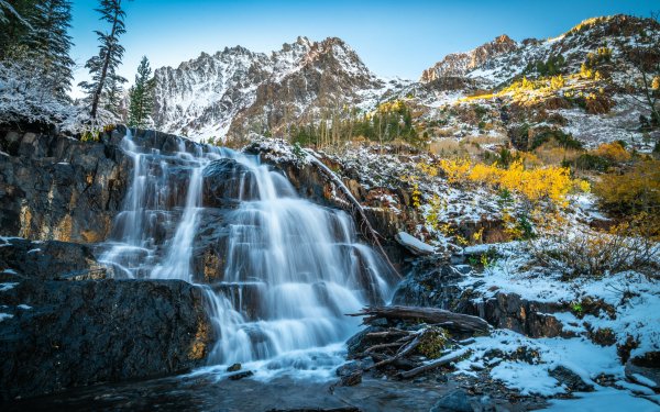 Earth Waterfall Waterfalls Nature California Mountain HD Wallpaper | Background Image