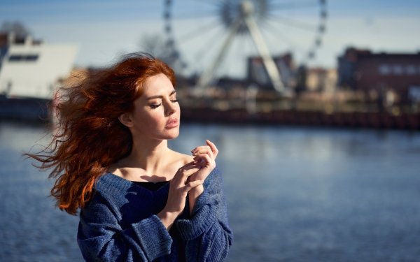 Women Mood Model Redhead Long Hair Depth Of Field HD Wallpaper | Background Image
