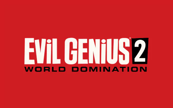 HD wallpaper for Evil Genius 2: World Domination with the game's title on a red background.