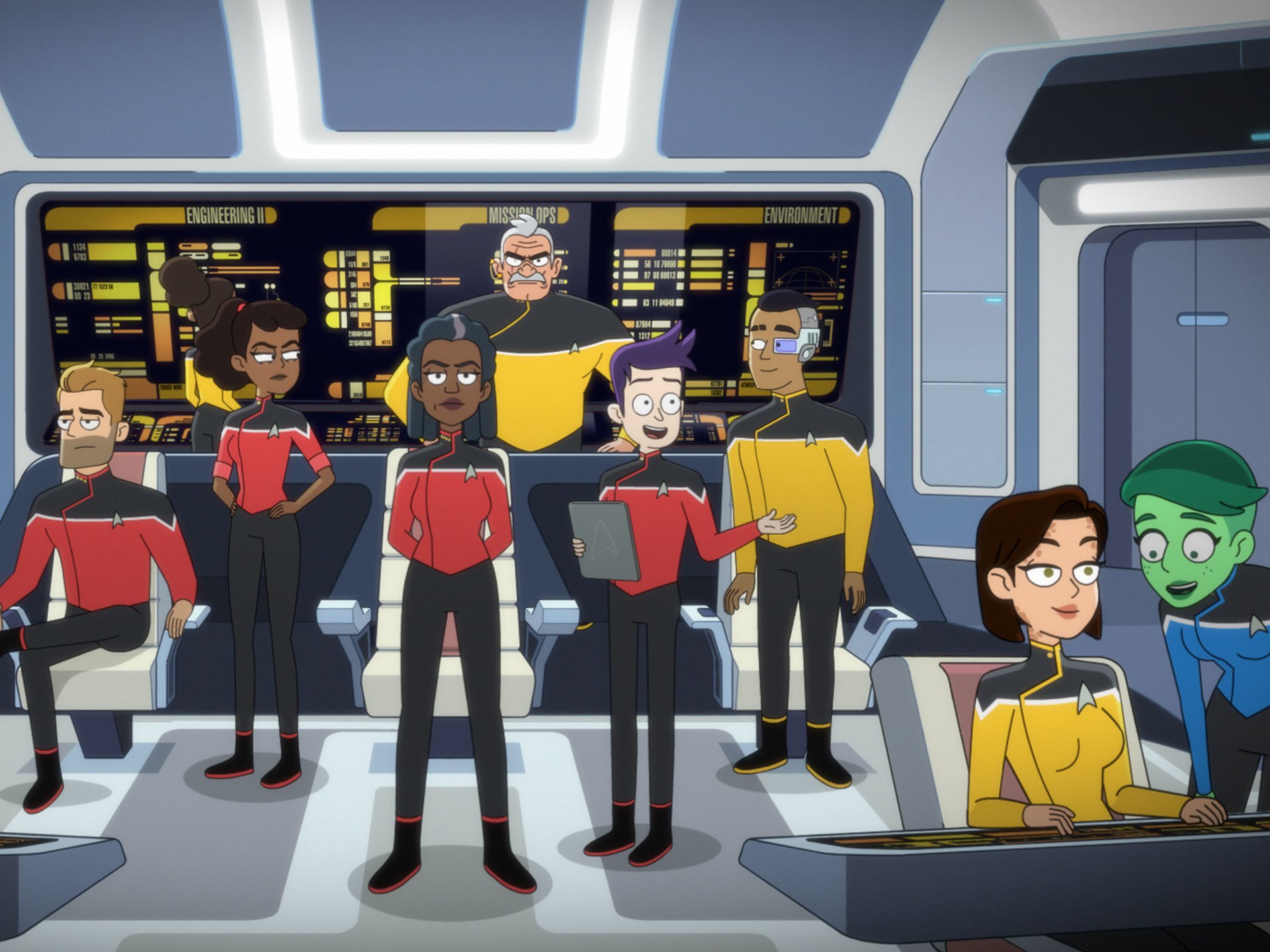 Download Shaxs (Star Treck) Jack Ransom Carol Freeman Sam Rutherford D'Vana Tendi Brad Boimler Beckett Mariner Star Trek TV Show Star Trek: Lower Decks HD Wallpaper