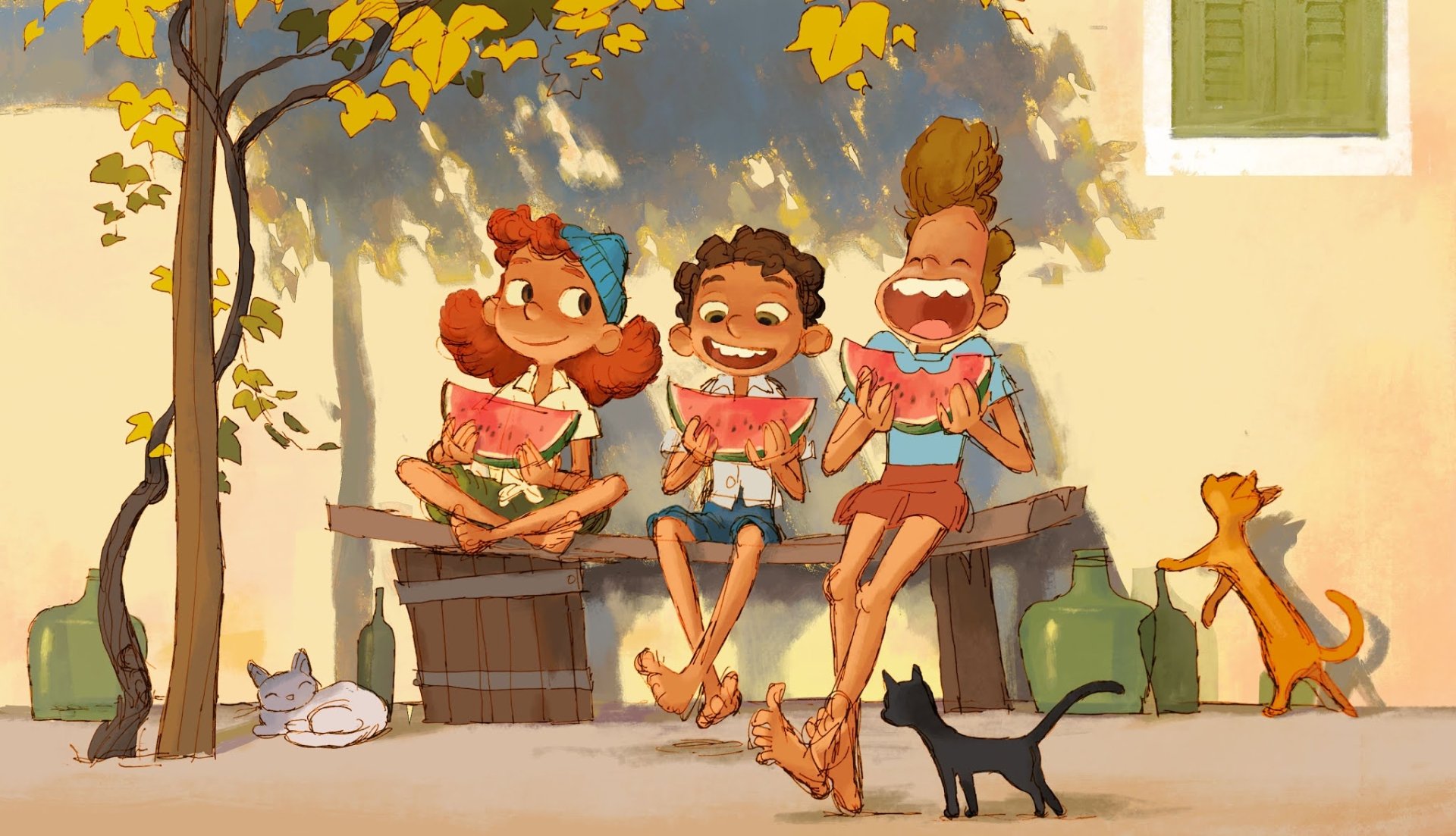 Download Watermelon Cat Giulia Marcovaldo Alberto Scorfano Luca Paguro Movie Luca HD Wallpaper
