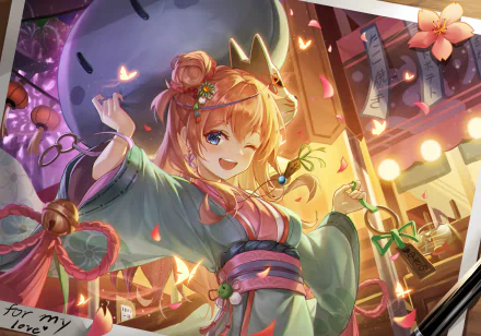 hairpin festival kimono blue eyes pink hair Yui Yuigahama My Teen Romantic Comedy SNAFU Anime HD Desktop Wallpaper | Background Image