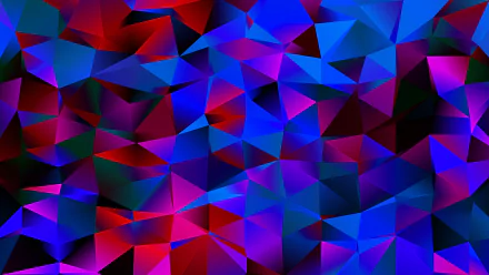 Abstract HD PC desktop wallpaper featuring blue low poly polygon shapes with faceted textures and vibrant hues.
