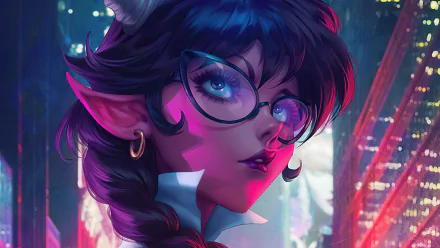 pointed ears glasses face fantasy woman HD Desktop Wallpaper | Background Image