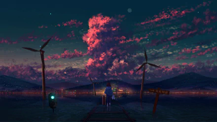 cloud night sky Anime girl anime girl anime night Sky Anime HD Desktop Wallpaper | Background Image