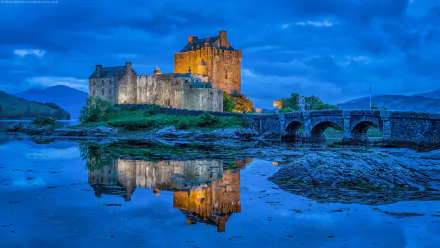 Scotland castle reflection bridge man made Eilean Donan Castle HD Desktop Wallpaper | Background Image